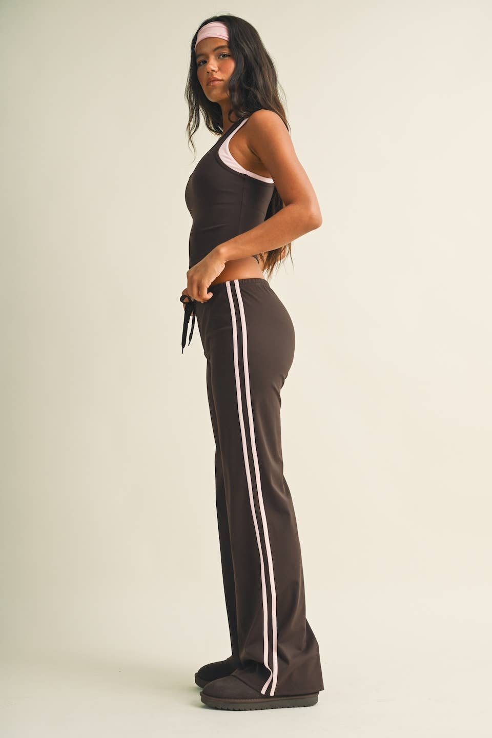 Side Stripe Low Waist Straight Leg Pants
