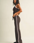 Side Stripe Low Waist Straight Leg Pants