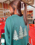 Sparkling Christmas Tree Embroidered Crewneck Sweatshirts