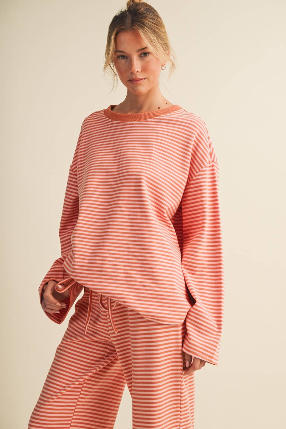Striped Cotton Knit Oversized Top