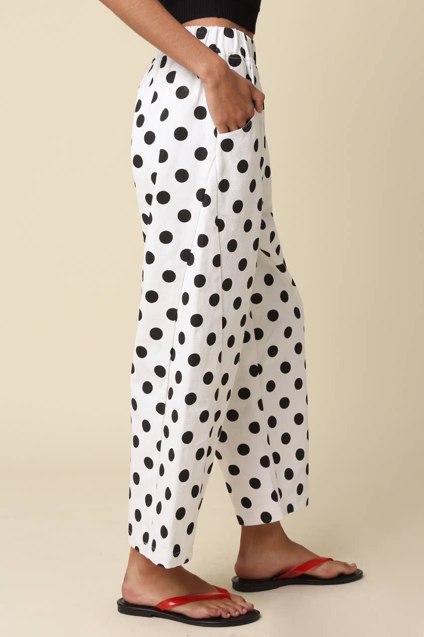 Carina Polka Dot Straight-Leg Pants