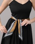 Vintage Geometric Border Pointed Satin Scarf For Women