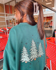 Sparkling Christmas Tree Embroidered Crewneck Sweatshirts