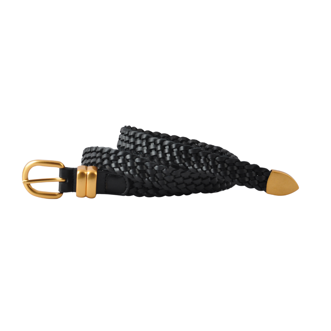 Narrow Leather Braided Belt