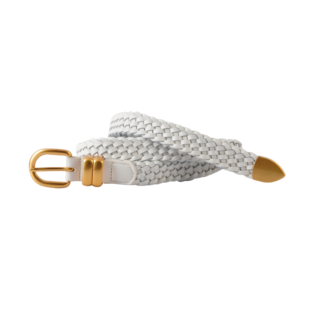 Narrow Leather Braided Belt