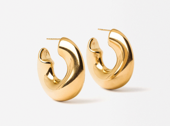 Wave-Puffy Hoop- Steel Earrings- 14K gold or Silver