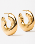 Wave-Puffy Hoop- Steel Earrings- 14K gold or Silver