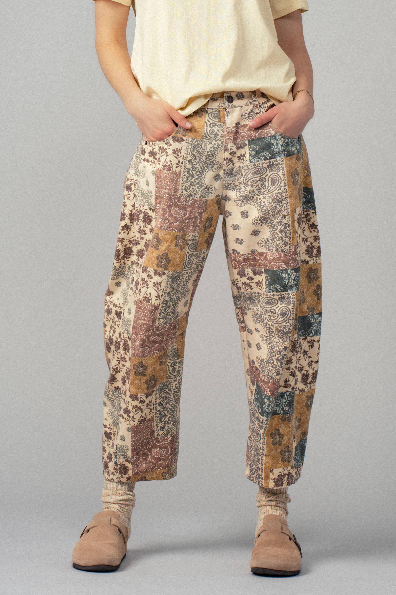 Boho Patchwork Wide Leg Pants