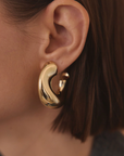 Wave-Puffy Hoop- Steel Earrings- 14K gold or Silver