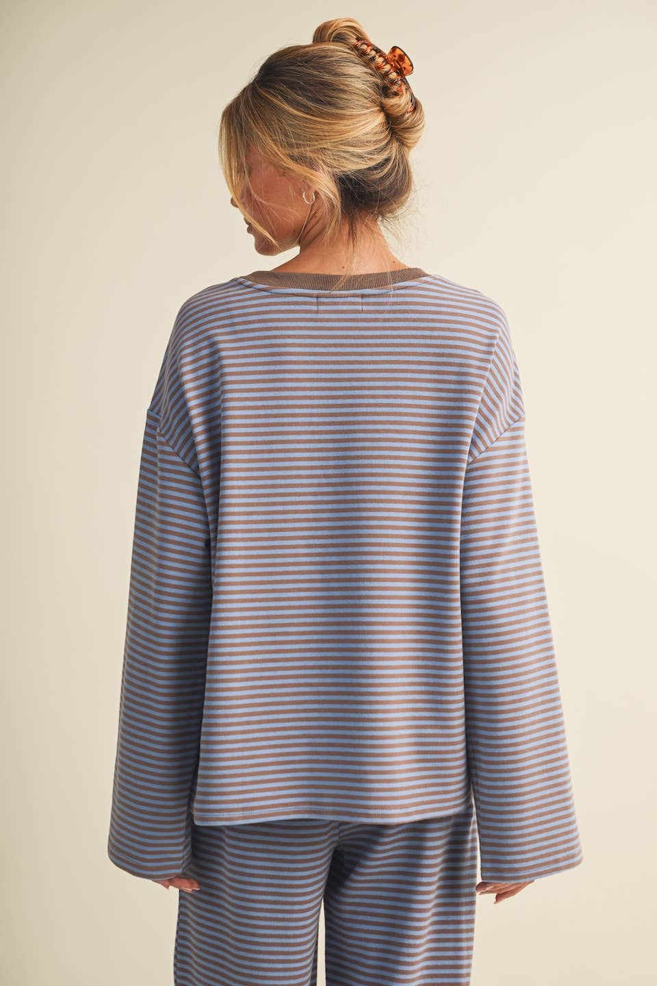 Striped Cotton Knit Oversized Top