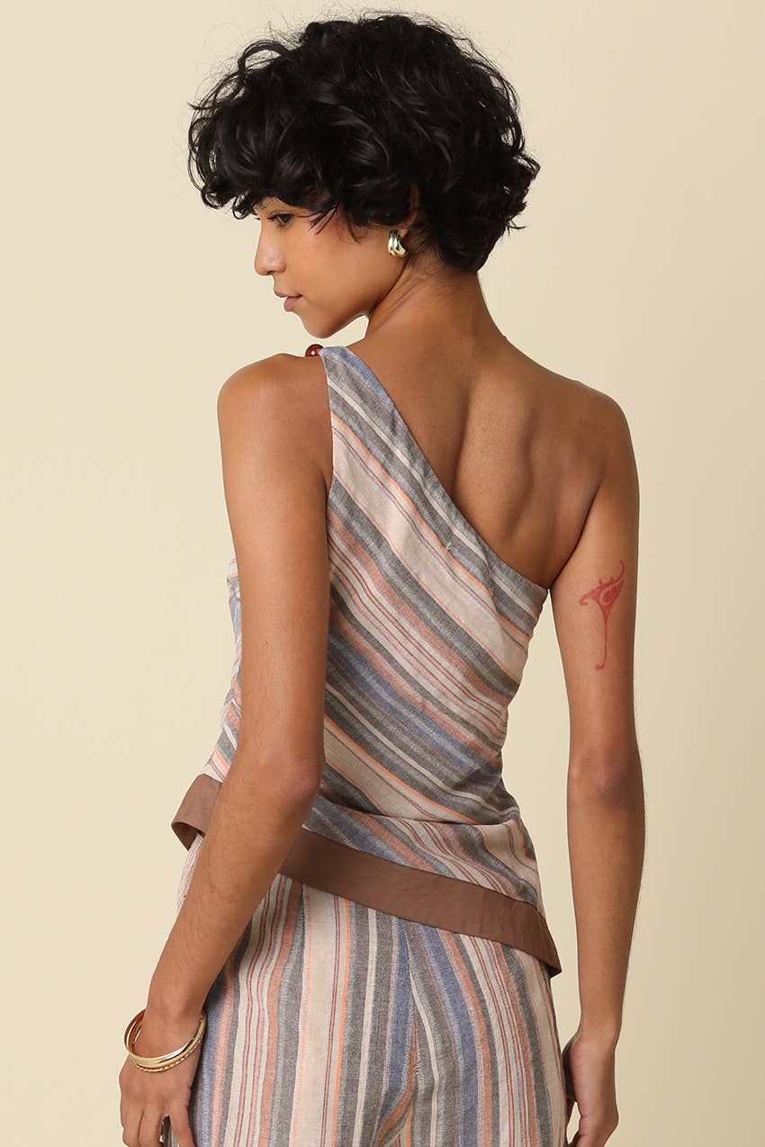 Gia One-Shoulder Stripe Top
