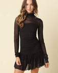 Nia Ruched Drop Waist Mesh Dress