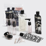 Refillable Ultimate Travel 11pc Set - Black & Ivory