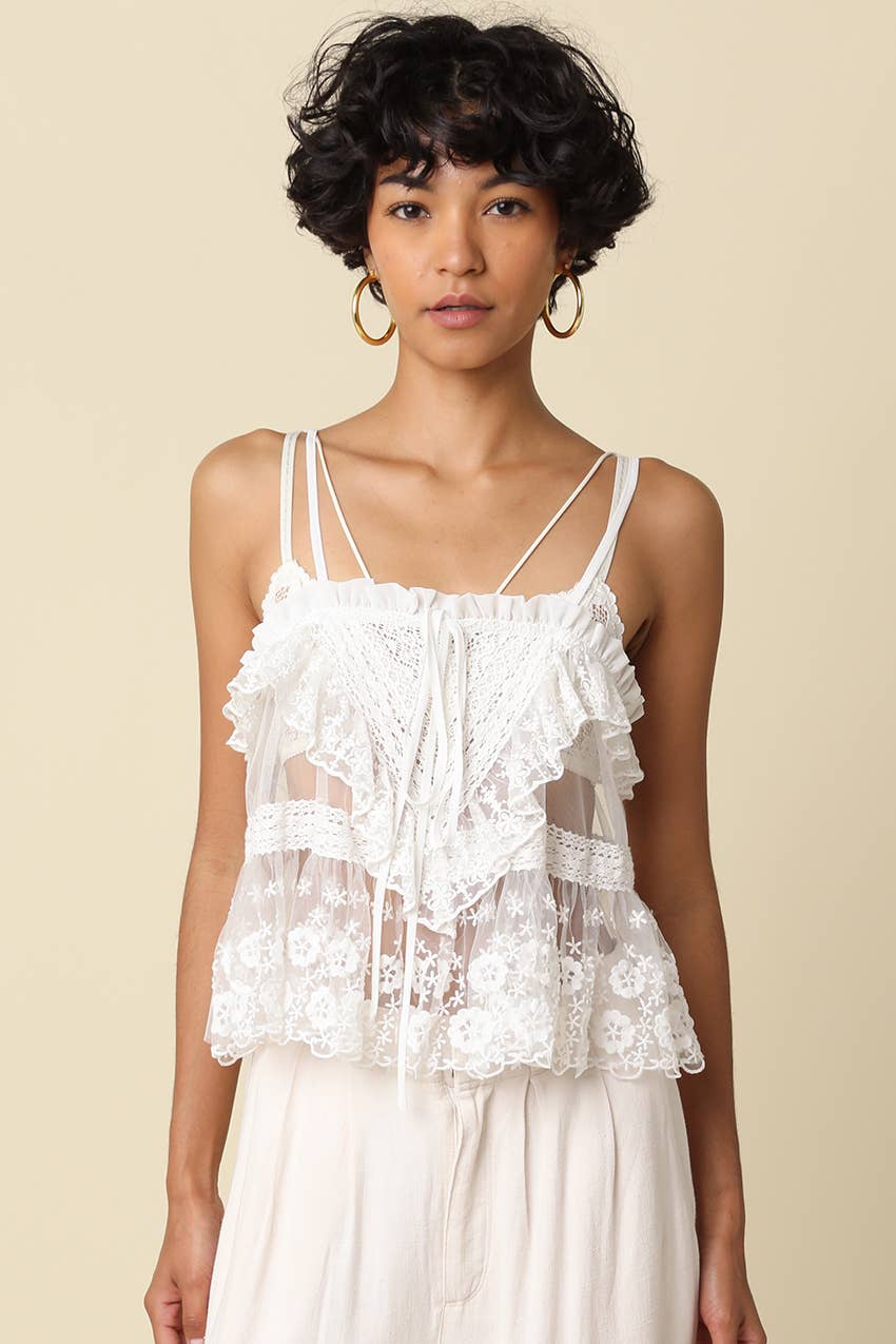 Bianca Lace Ruffle Camisole Top