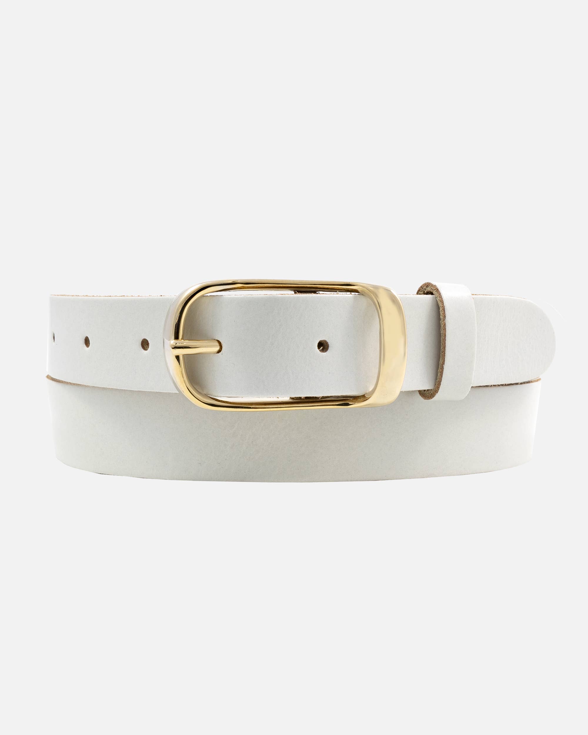 Lasse | Gold Buckle Skinny Classic Design Leather Belt Women