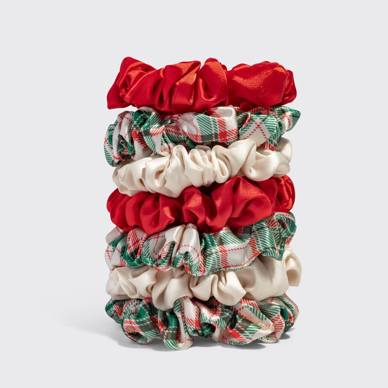 Holiday Ruched Satin Scrunchies 7pc Set