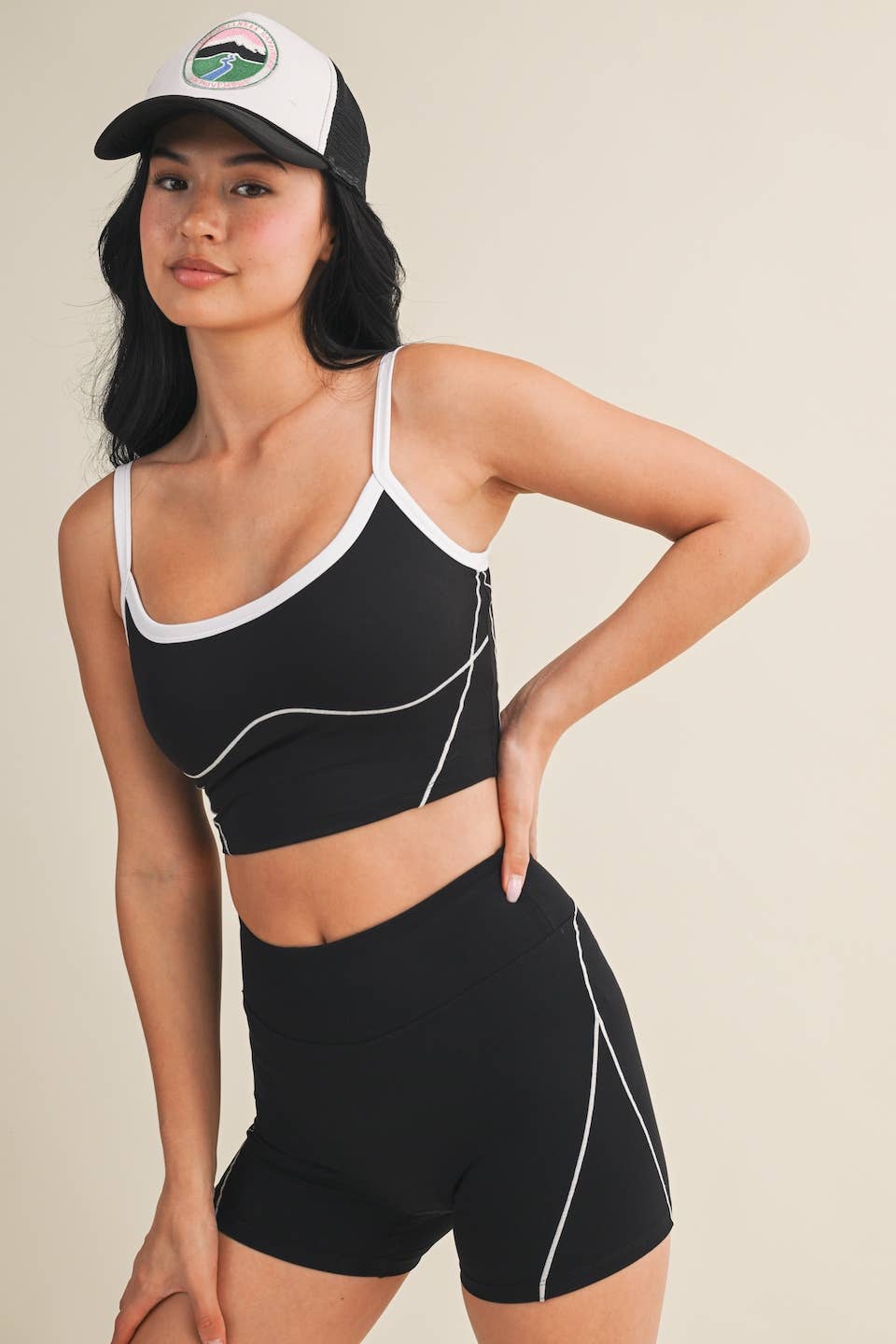 Quinn Contrast Top- Black