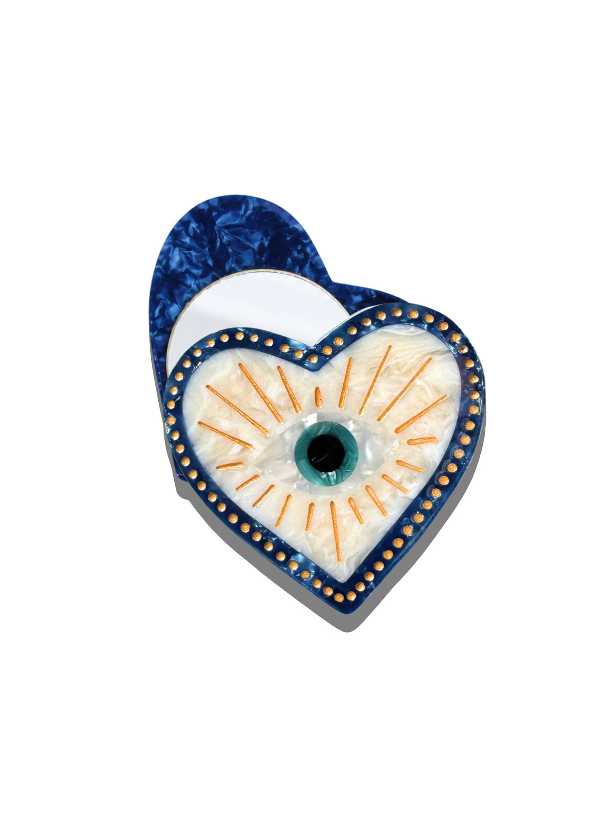 Hand-painted Blue Lucky Eye Compact Mirror | Eco-Friendly