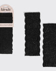 Wide Lace Elastic Headbands 2pc Set - Black