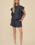 Poppy Eyelet Flutter Sleeve Top