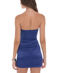 Lucy in the Sky Satin V-Cut Dress in Royal Blue