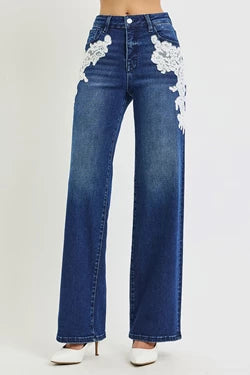 Joni Embroidered Wide Leg