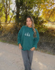Sparkling Christmas Tree Embroidered Crewneck Sweatshirts