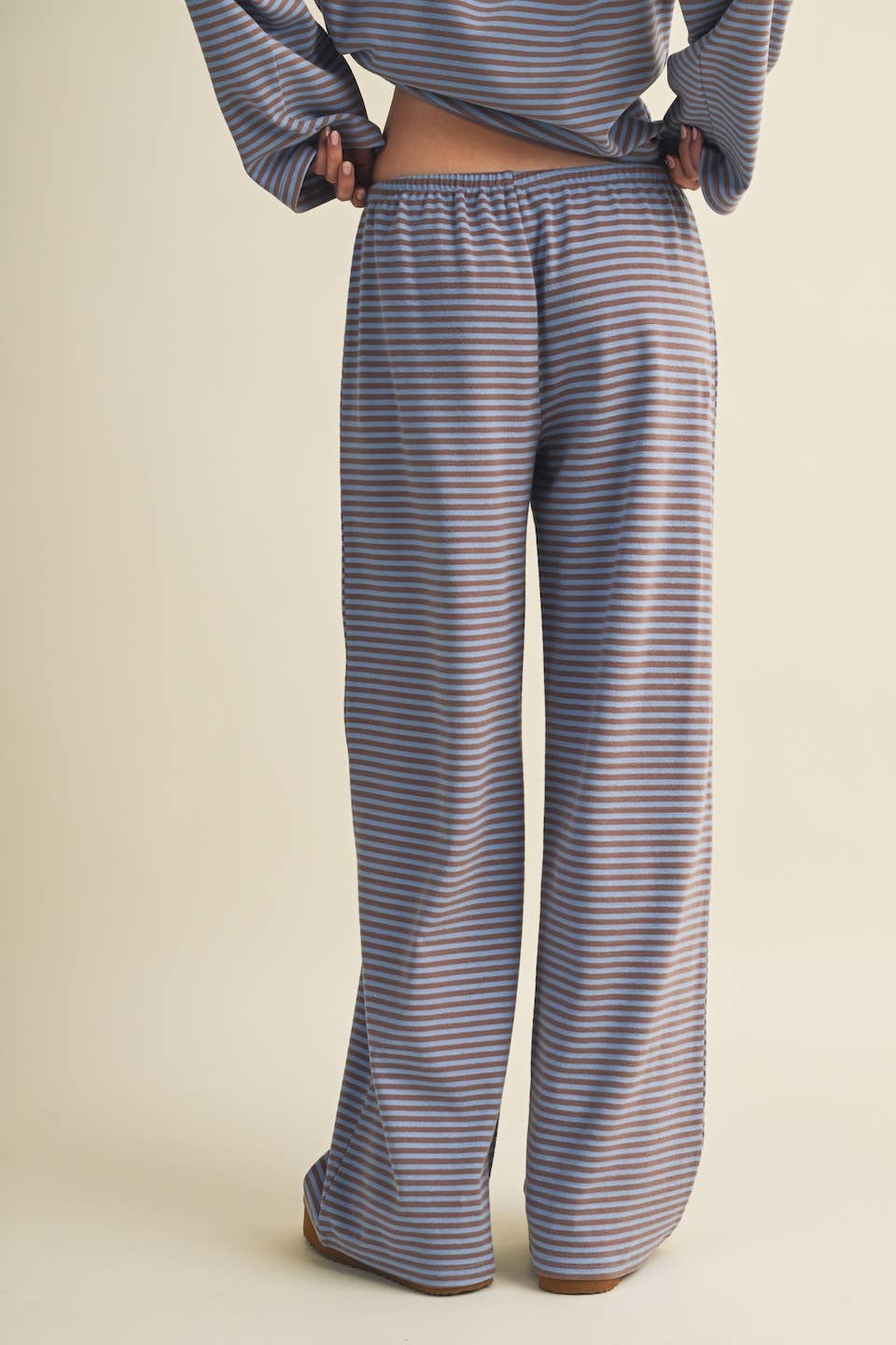 Striped Cotton Knit Wide Leg Pants