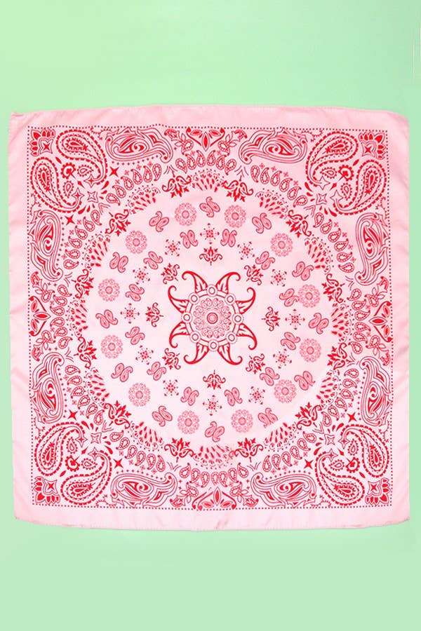 PAISLEY PINK SILKY FEEL BANDANA SCARF - sanitystyle