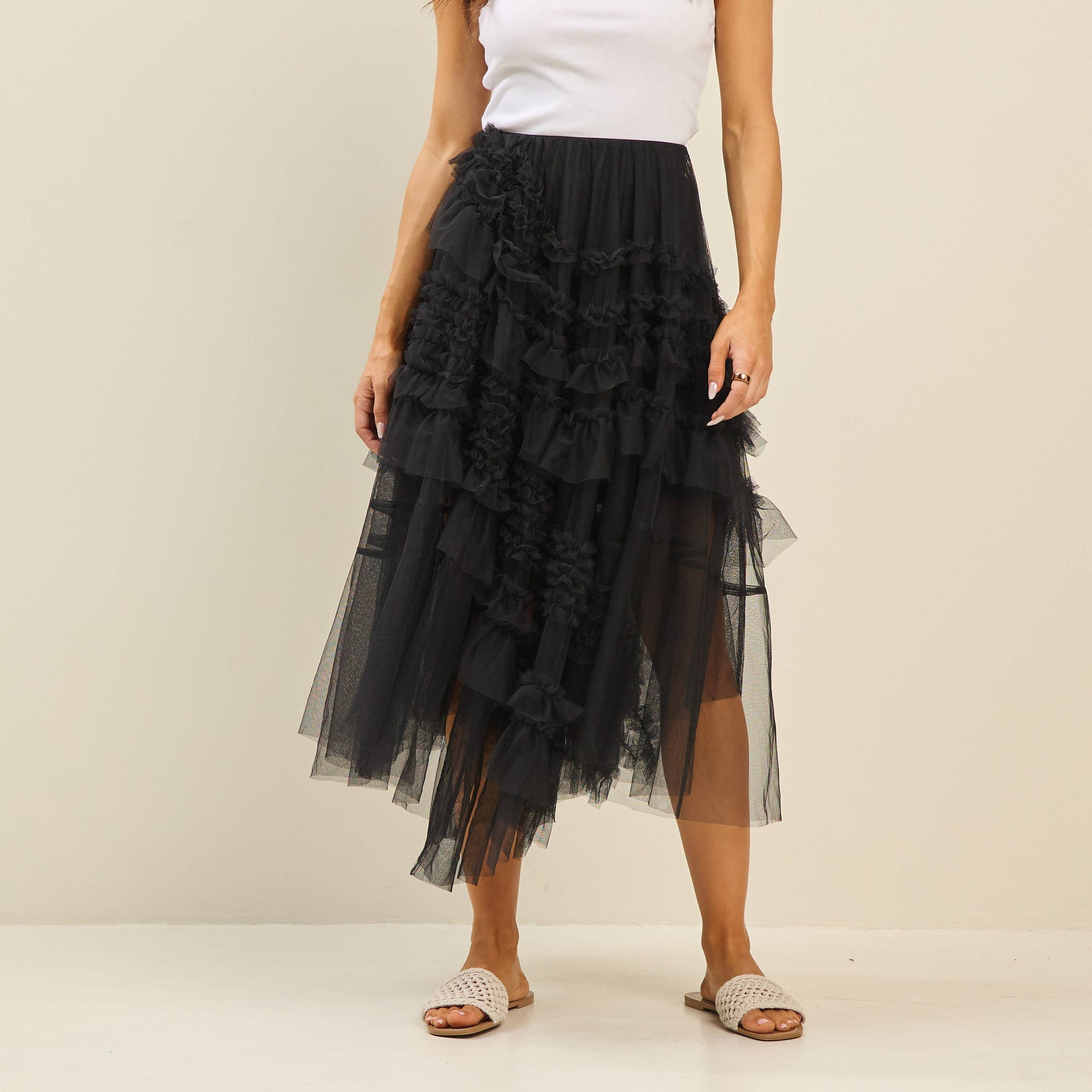 Solei Tiered Ruffle Tulle Skirt