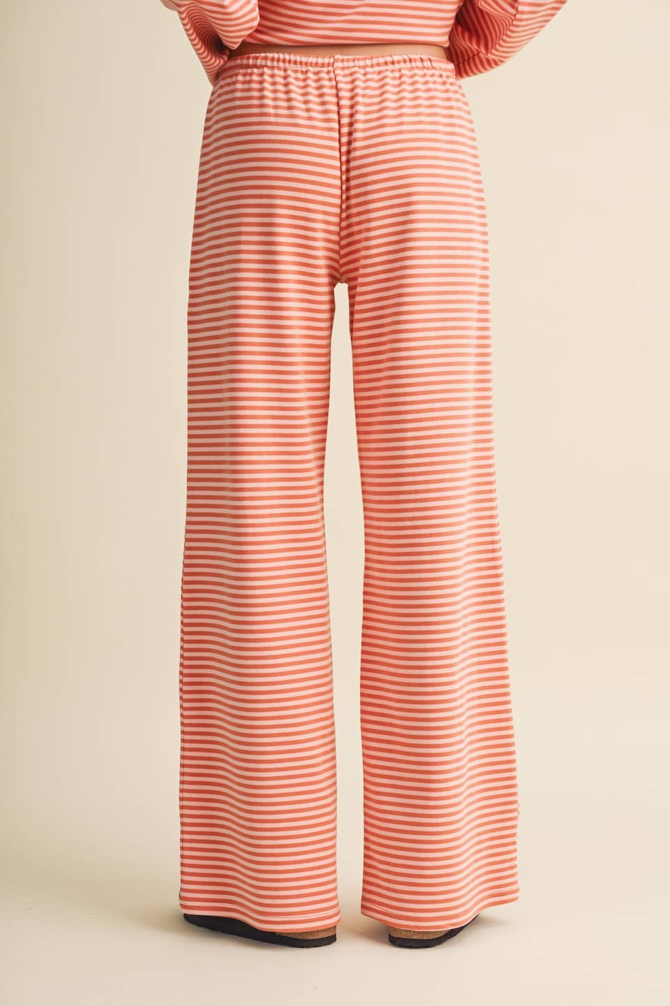 Striped Cotton Knit Wide Leg Pants