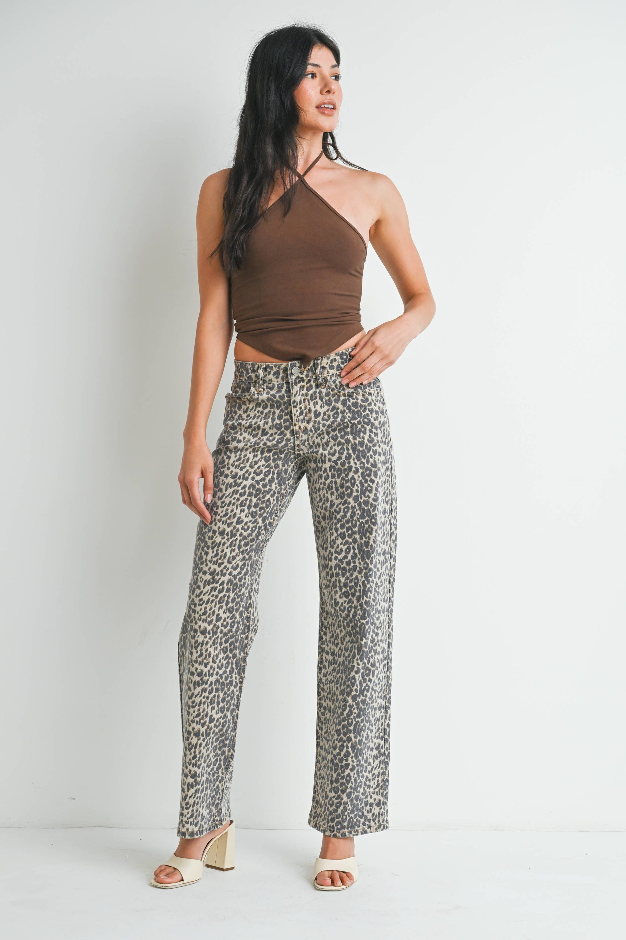 Lena Leopard Low Rise Relaxed Straight Leg