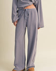 Striped Cotton Knit Wide Leg Pants