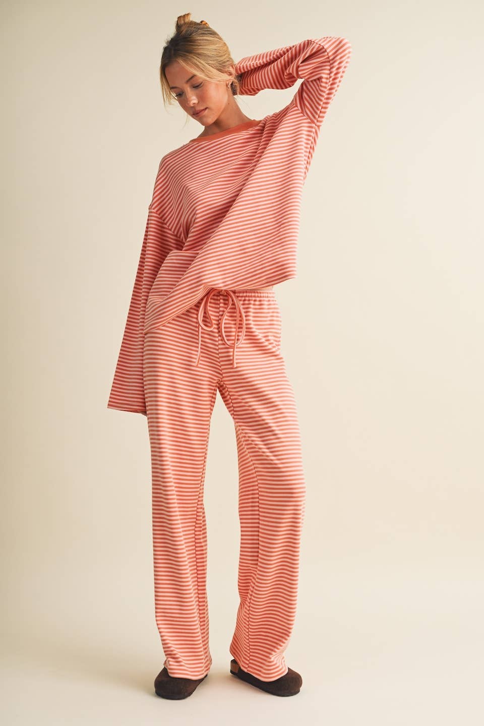 Striped Cotton Knit Oversized Top