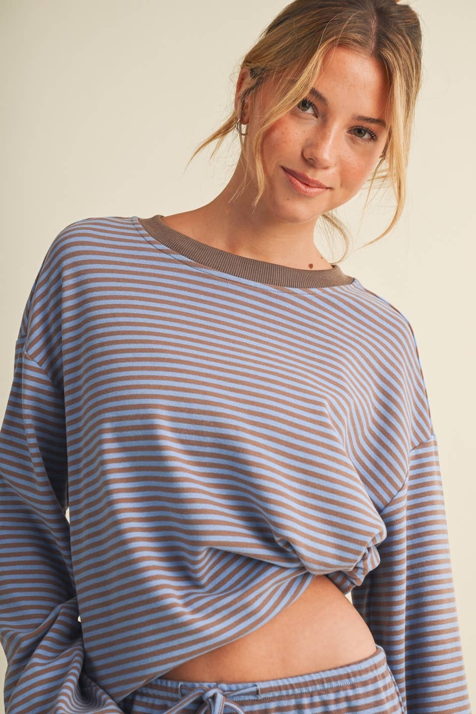 Striped Cotton Knit Oversized Top