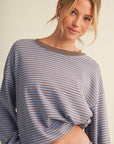 Striped Cotton Knit Oversized Top