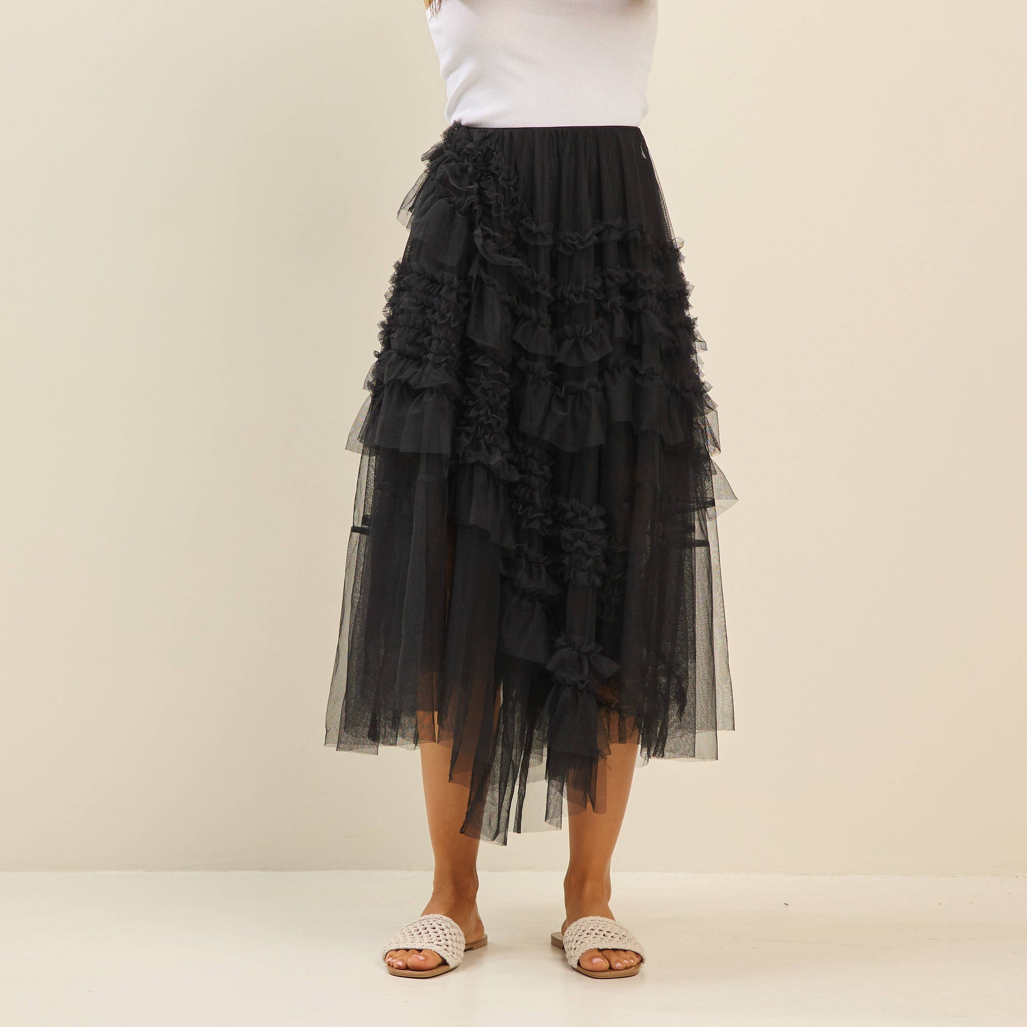 Solei Tiered Ruffle Tulle Skirt