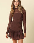 Nia Ruched Drop Waist Mesh Dress