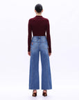 Emmy Embroidered Wide Leg Jeans with Raw Hem