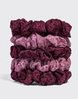 Ruched Lace Scrunchies 5pc Set - Cherry Lacquer & Dusty Pink