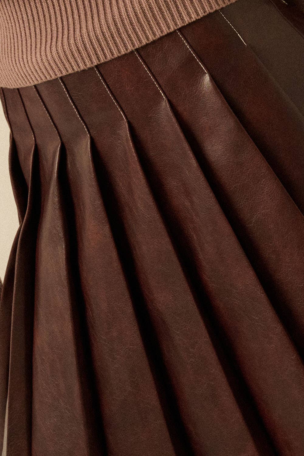 Mona Pleated Leather Skirt
