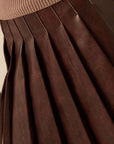 Mona Pleated Leather Skirt