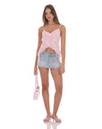 Lucy in the Sky Ruffle Tassel Top in Pink