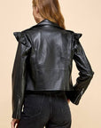 Janelle Ruffle Leather Jacket