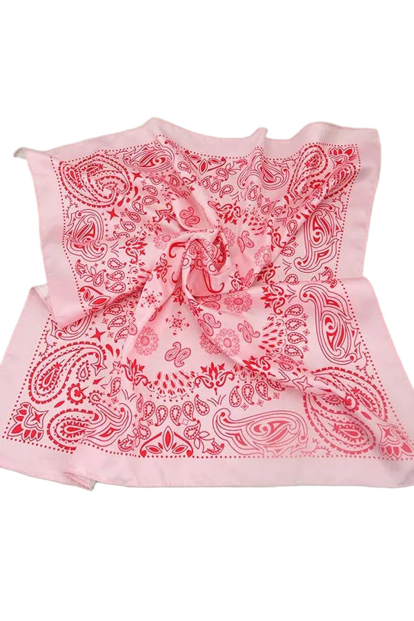 PAISLEY PINK SILKY FEEL BANDANA SCARF - sanitystyle