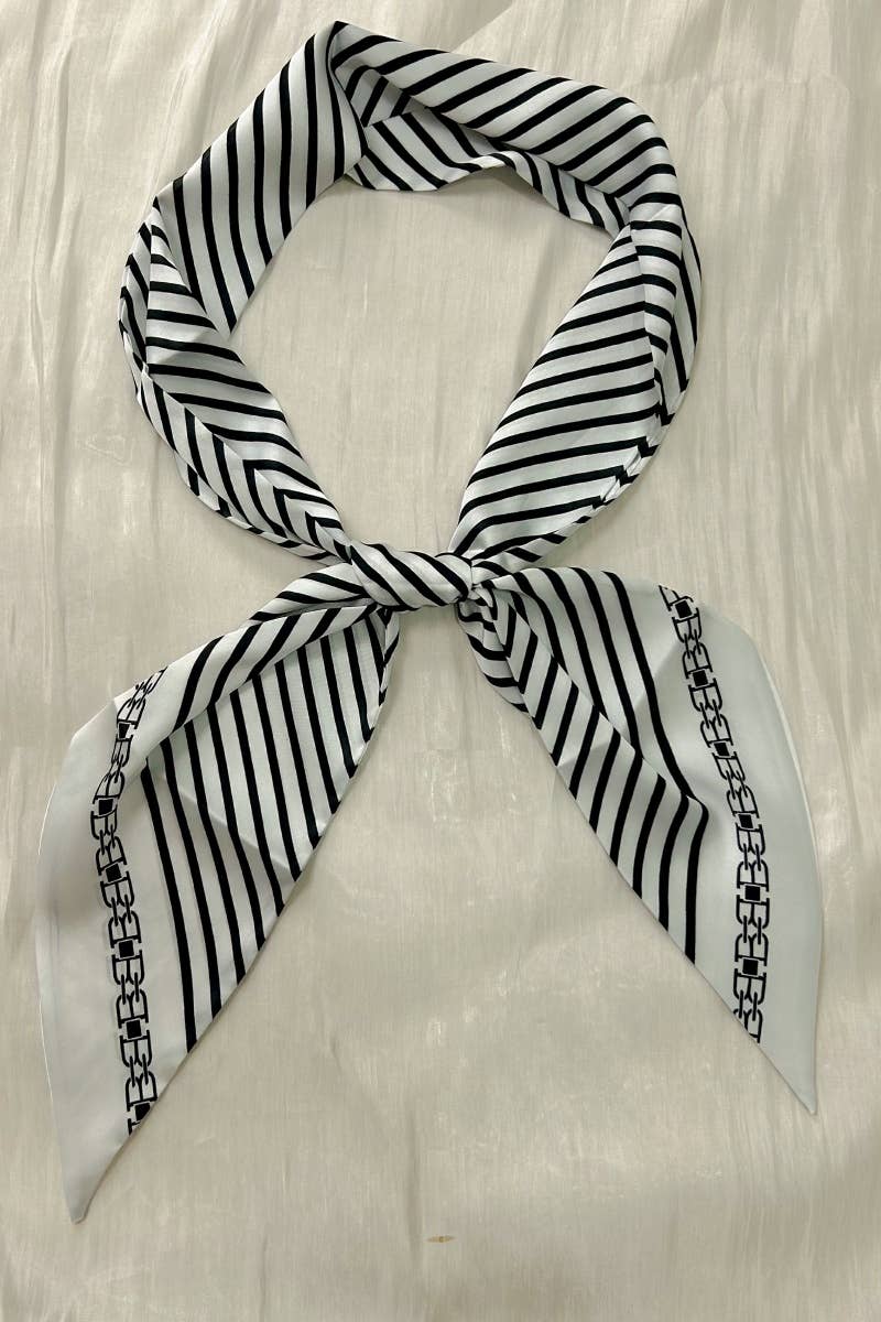 Striped Satin Silky Skinny Scarf