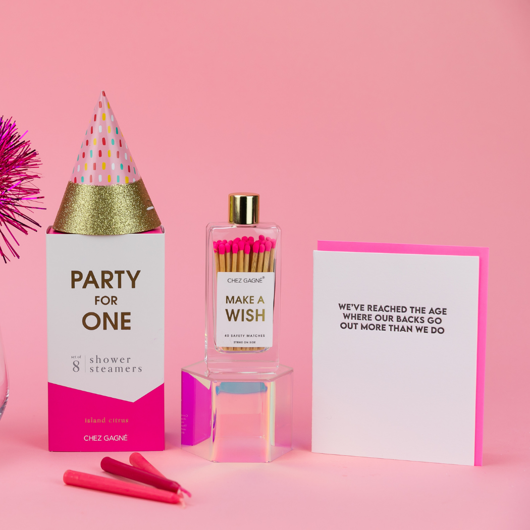 Make A Wish - Birthday Glass Bottle Safety Matches - Bright Pink