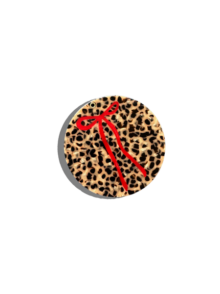 Hand-painted Leopard Bow Compact Mirror | Eco-Friendly