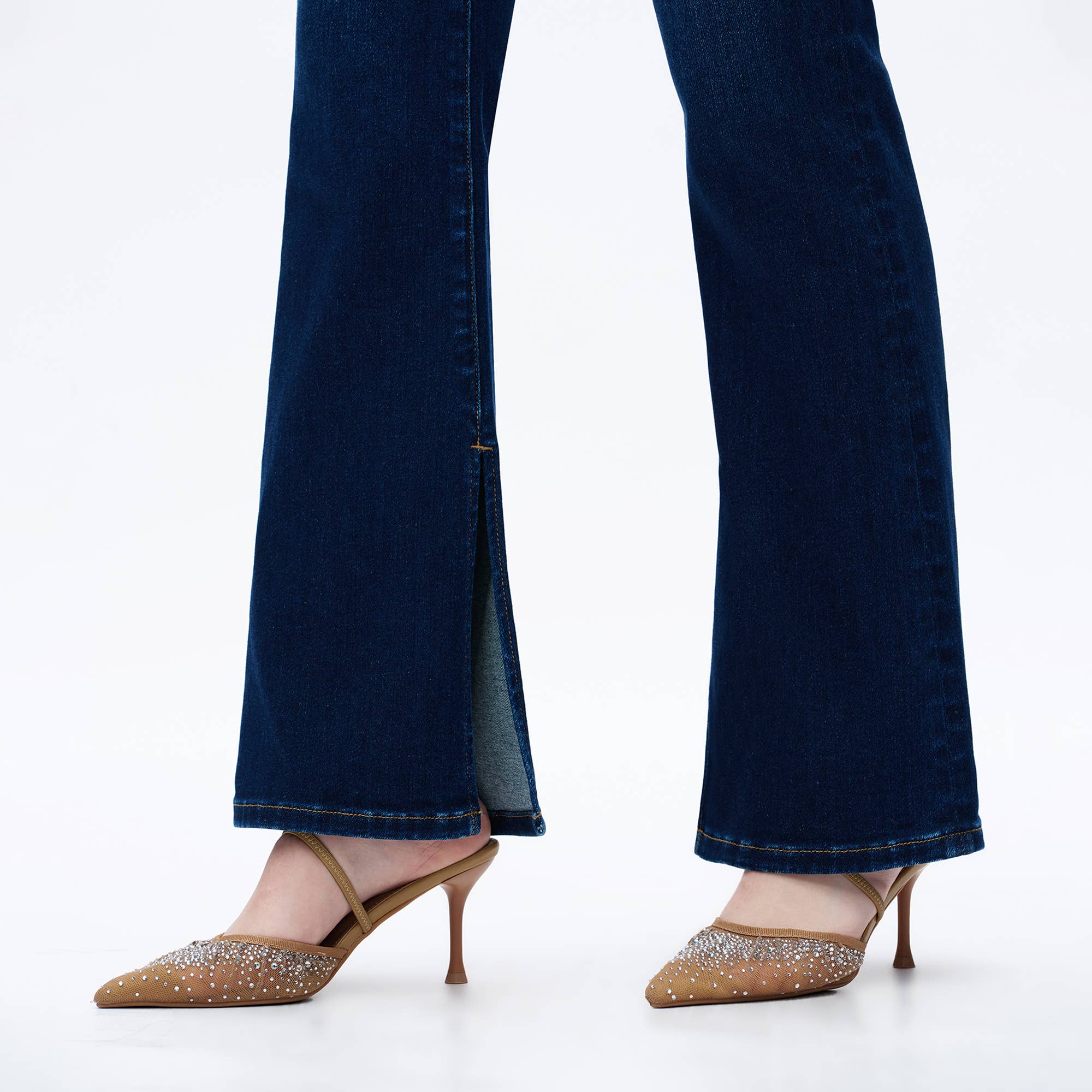 Holly Flare Jeans with Finished Hem &amp; Slit