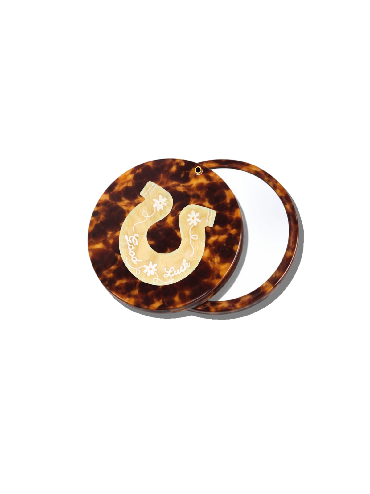 Hand-painted Good Luck Horseshoe Compact Mirror | Eco-Friendly